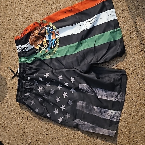 NEW! MEXICAN/AMERICAN FLAG Board Shorts w/ Pockets!! - Picture 5 of 9